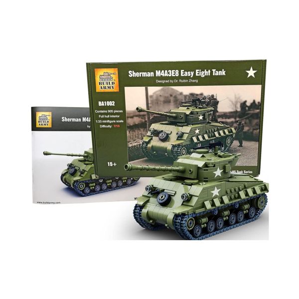 BUILD ARMY – 1002 – WW2 M4A3E8 Sherman Easy8 tank