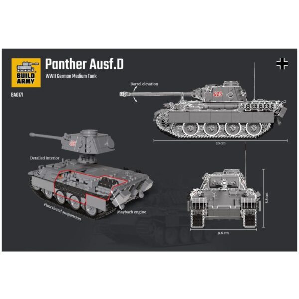 BUILD ARMY - 0171- WW2 German Panther Ausf.D tank - immagine 4