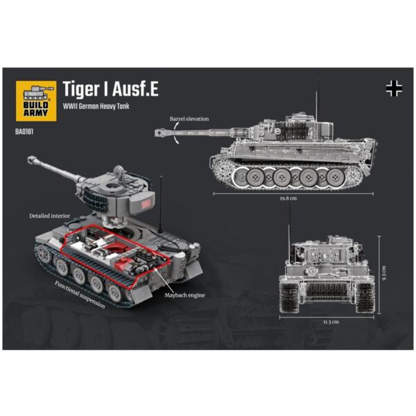 BUILD ARMY - 0181 -  WW2 German Tiger 1 Ausf.E tank - immagine 5