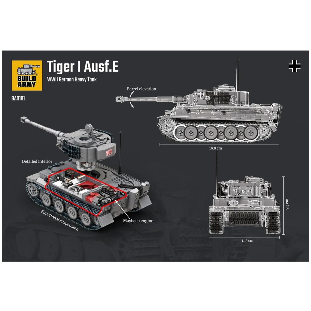 BUILD ARMY - 0181 -  WW2 German Tiger 1 Ausf.E tank - immagine 5