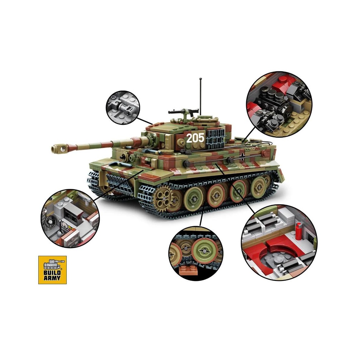 BUILD ARMY - 0181C - WW2 German Tiger 1 E Late Version in Camouflage - immagine 2