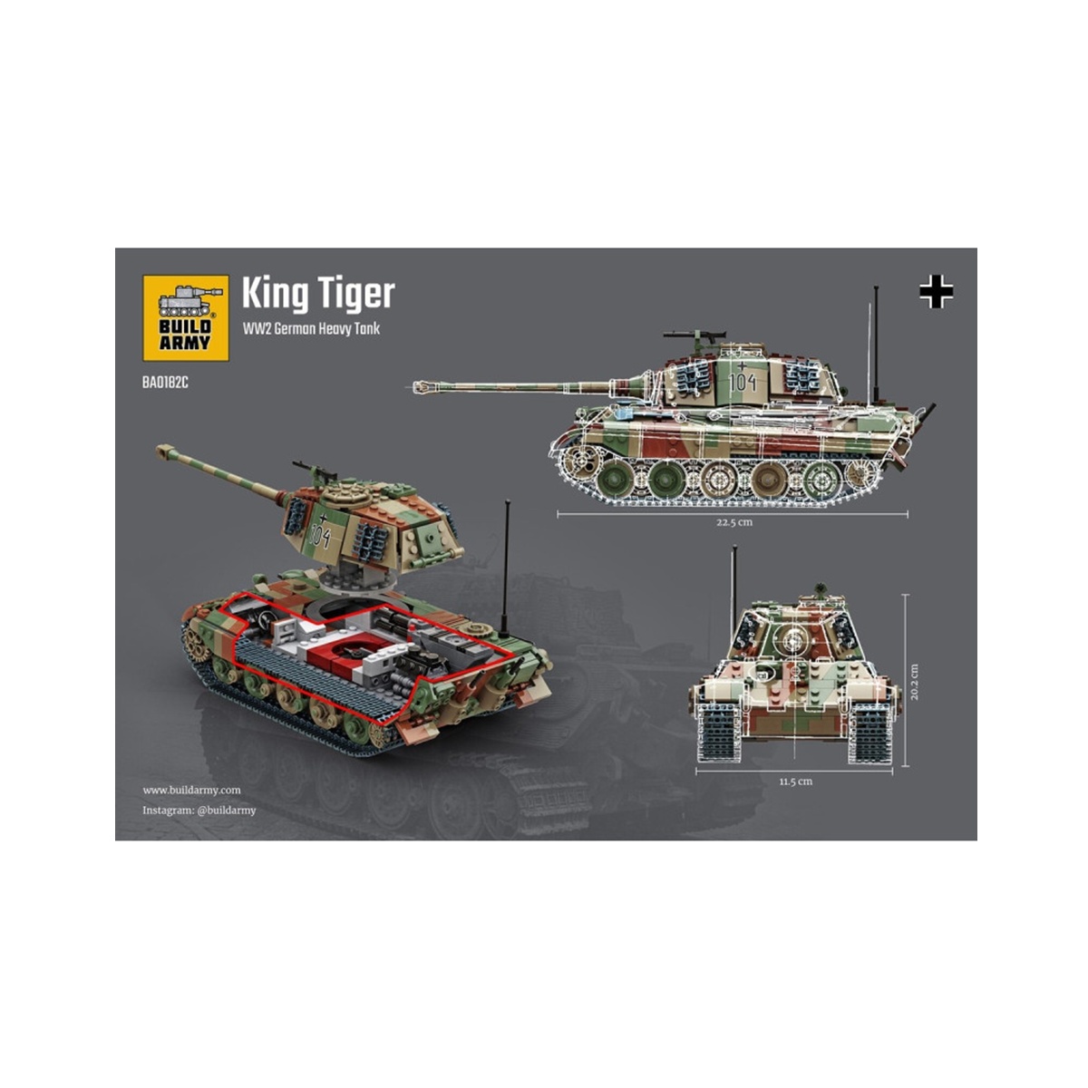 BUILD ARMY - 0182C - WW2 German King Tiger in Camouflage_V2 - immagine 4