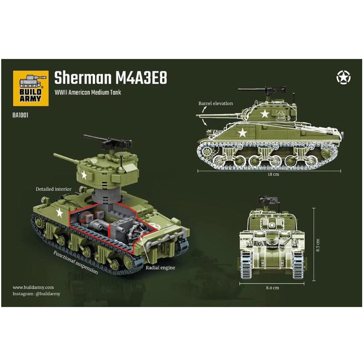 BUILD ARMY - 1001 - WW2 M4 Sherman tank_V3 - immagine 3